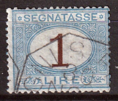 Italy-Kingdom 1870-74 Tax Marker £.1 Light Blue & Brown Saxon 11
