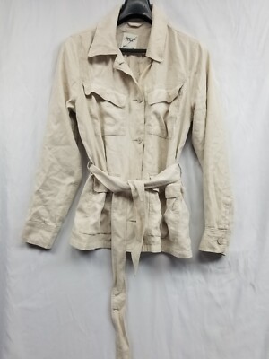 Abercrombie Fitch Long Sleeve Safari Belted Cream Jacket Size