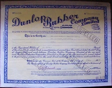 £100 bond. Dunlop Rubber Company Ltd Great Britain England w/ Irish stamp, 1947