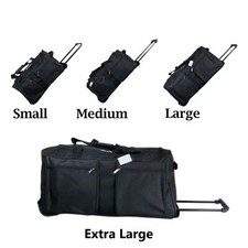 Large 3 Wheeled Holdall Bag Suitcases, Easy Roll Wheels Travel Luggage UK Seller