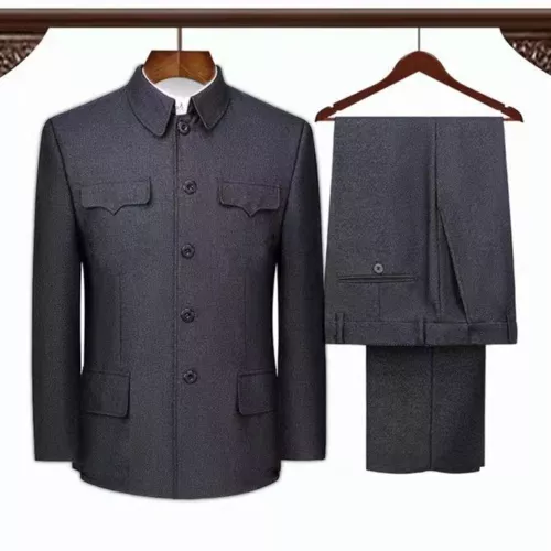Tunica uomo cinese tuta cappotto pantaloni tradizionali Mao Zhongshan blazer giacche - Foto 9 di 14