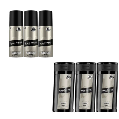 6tlg. Bruno Banani Duschgel + Deospray Man Timeless & Masculine 24H Duft