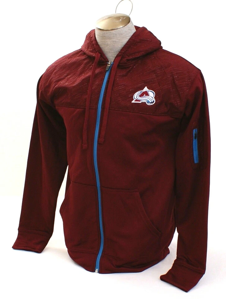Chaqueta deportiva con capucha delantera cremallera avalancha NHL Borgoña Colorado para hombre nueva con etiquetas Foto 3 de 4