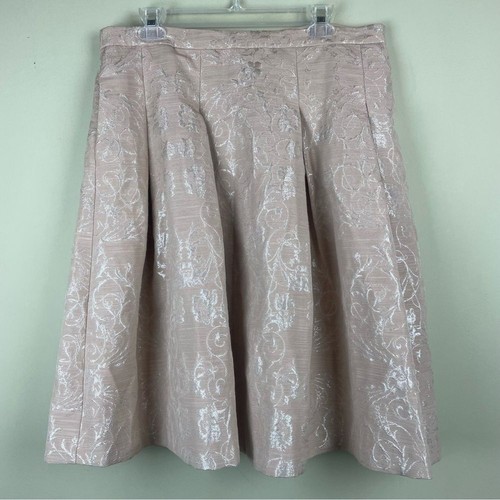 Eva Mendes Gobelin A-Linie Rock Silber Metallic Faden Brokat fließend Gr. 14 - Bild 2 von 13