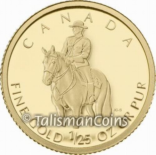 Canada 2010 RCMP Mountie Royal Canadian Mounted Police 50 Cents 1/25 Oz Gold Prf - Afbeelding 1 van 3