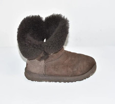 Women's UGG Bailey Button Sheepskin Chocolate Brown Cozy Winter Boots UK3 EUR36