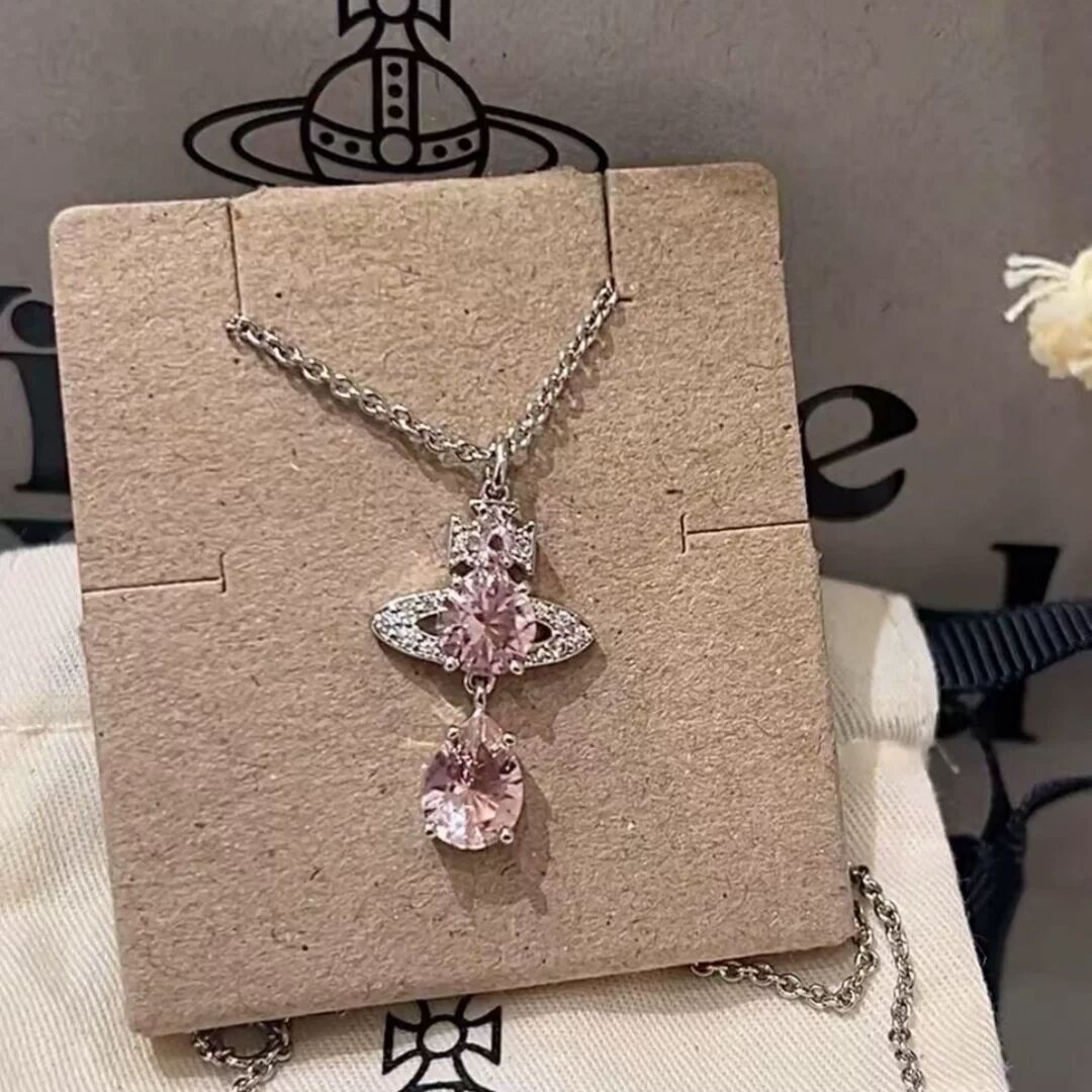 Pre-owned Vivienne Westwood Drop Pink Bling Crystal Pendant