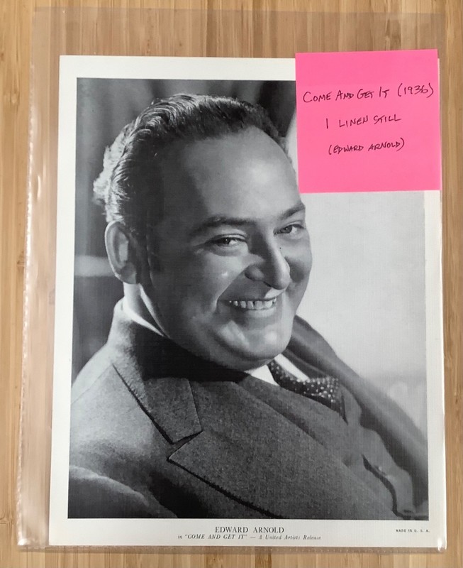 1 Come and Get It (1936) original linen paper publicity still Edward Arnold