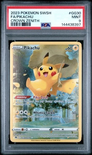 2023 POKEMON SWORD & SHIELD CROWN ZENITH #GG30 FULL ART/PIKACHU PSA 9