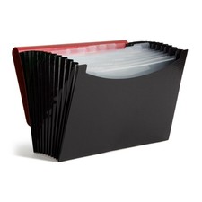 Smead 12 Pocket Poly Expanding File Folder Flap Closure Red Black 13x9.5