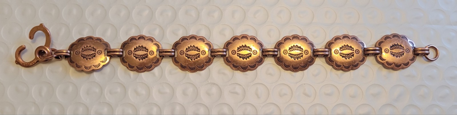 Native American  Copper Etched Conch Style Bracel… - image 1