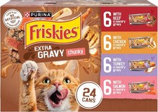 Purina Friskies Extra Gravy Chunky Wet Cat Food Variety Pack 5.5 oz Cans 24 Pack 2.67 per gallon