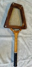 Vintage Wooden Tennis Racket with Trapezoid P...