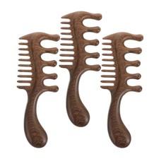 3pcs Handmade Wooden Scalp Massager Comb Wide Tooth Hair Brush