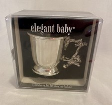   Elegant Baby  Pewter Baby Cup With Teddy Bear Handle, 2.75" H