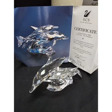 Swarovski Collectors Society Dolphins Lead me Mother & Baby from 1990 Mint
