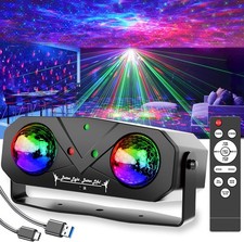 5-in-1 Party Disco Light with Remote, LED Strobe Laser Water Wave Projector