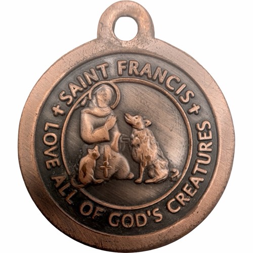 St Francis Pet Tag Medal Bless Protect My Pet Dog Cat Catholic Patron Saint