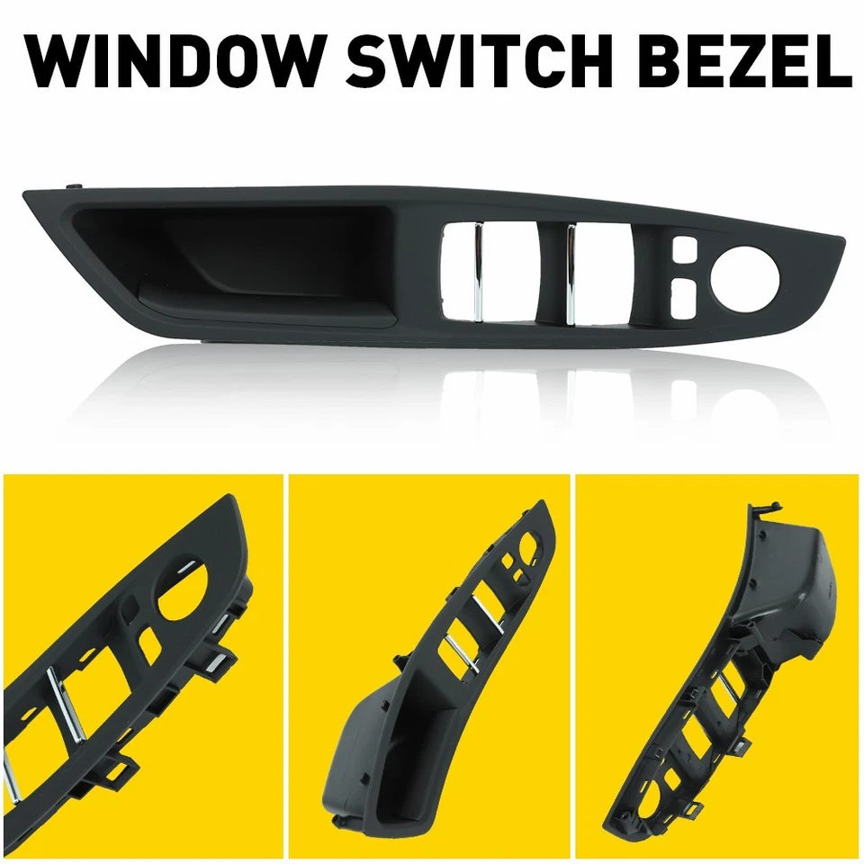 For BMW 520i 528i Black Driver Door Left Pull Handle Window Switch Cover Trim EV - Imagem 3 de 4