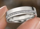 Round Cut Moissanite Men's Wedding Band 925 Sterling Silver Pave Set Ring Size 9