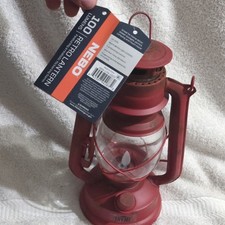 NEBO Retro Lantern 100 Lumens LED Battery Powered Handheld Red Metal Glass