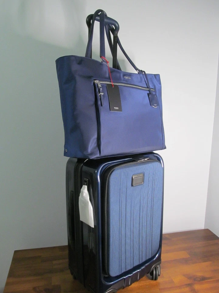 TUMI V4 Women's 3 Piece Luggage Set-Navy Carry On-Travel Tote & Cosmetic Bag-NWT - Image 2 of 4