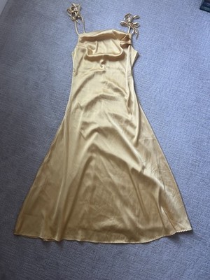 Micas Women's Full Length Satin Maxi Dress - Size S, Yellow
