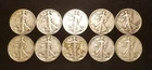 $5 Face Value 10 Coins 90% Silver Dollars Walking Liberty Mix Dates ~ Lot #2