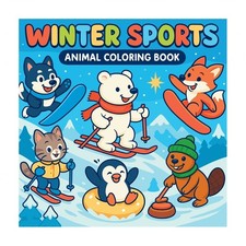 Winter Sports - Animal Coloring Book
