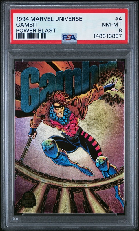 1994 MARVEL UNIVERSE POWER BLAST #4 GAMBIT PSA 8