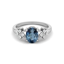 8X6 MM Oval London Blue Topaz 925 Sterling Silver Solitaire Celtic Women Ring