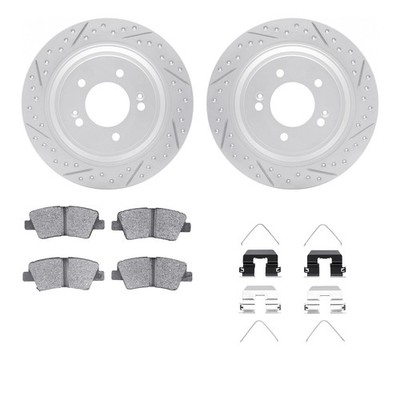 For Kia Cadenza 17-20 Drilled & Slotted Rear Brake Kit w Optimum Pads