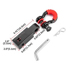 34 D-ring Shackle Receiver Hitch Tow Hook Winch Mount To 2 Receivers