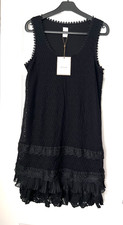 Villa Layered Black Lace Sleeveless Dress Ladies Evening Dress M UK 10 RRP £45
