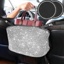 3 Pack Bling Car Mesh Organizer,Seat Back Net Bag,Barrier of Backseat Pet Kid...
