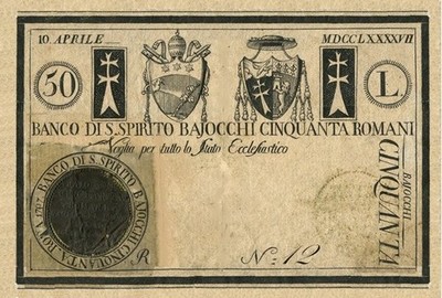 Italy - 50 Bajocchi Banco di S. Spirito 1797 (Copy-Reproduction)