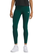 Reebok Women's Mid-rise Full Length Small Logo Leggings - Collegiate Green - S