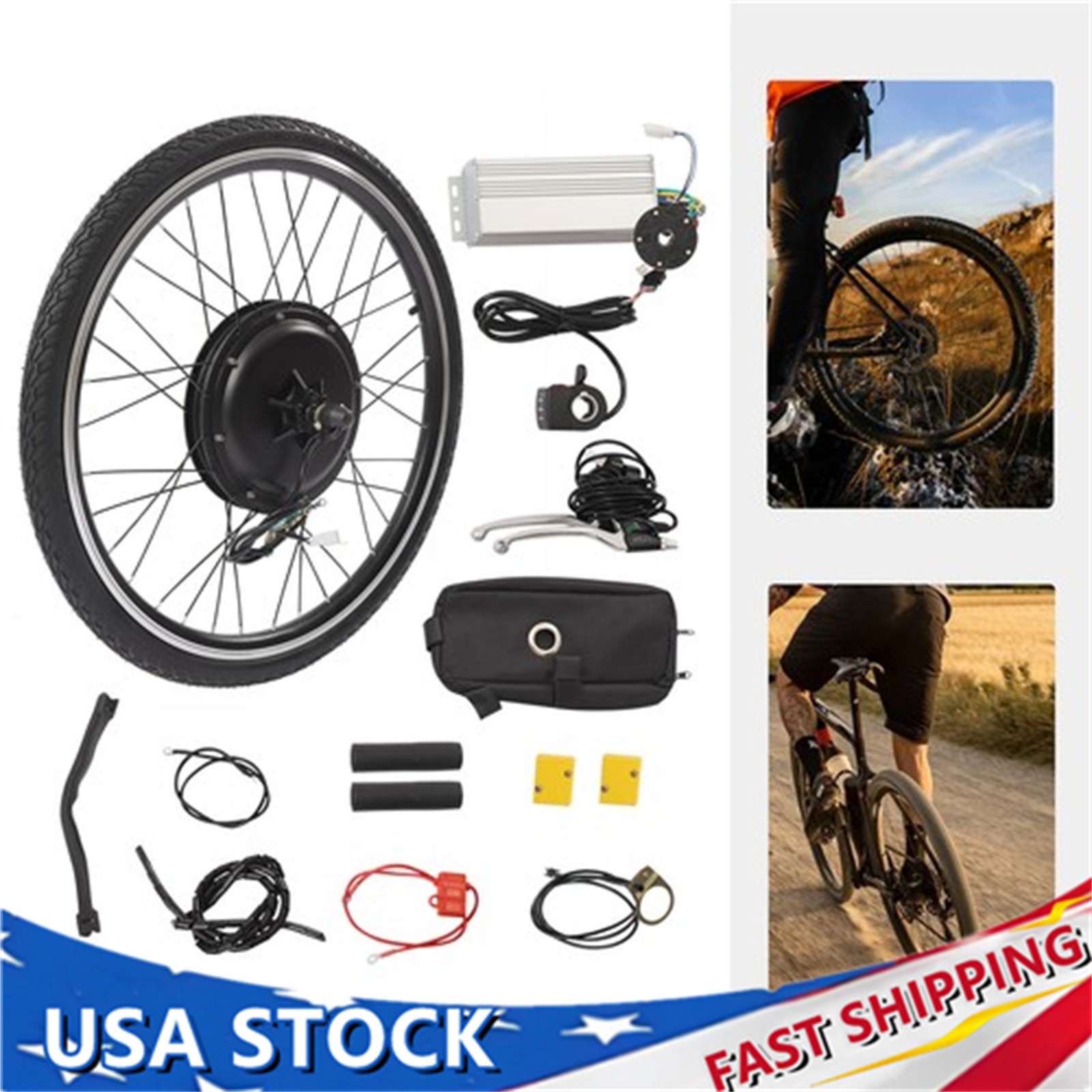 26" Rear Wheel 48V 1000W Electric Bicycle EBike Conversion Kit Hub Motor Cycling