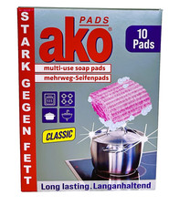 1x Seifenpads AKO Classic Mehrweg-Reinigungspads recycelte Stahlwolle 10 St&uuml;ck