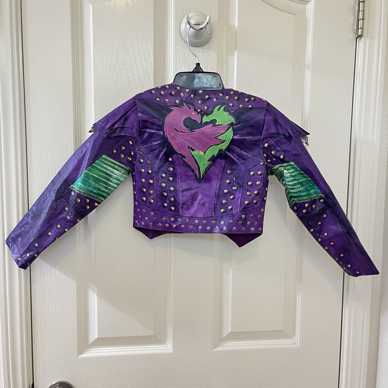Disney Store Descendants Mal Purple Studded Faux Leather Moto Jacket Girls 5/6