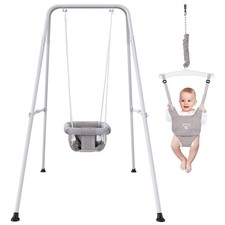 2 in 1 Baby Jumper with Swing, Swing Indoor and Outdoor Use, Gray
