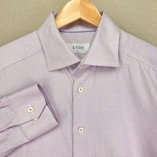ETON Oxford Dress Shirt Mens 40x15-3/4 Pink Long Sleeve Spread-Collar Button Up