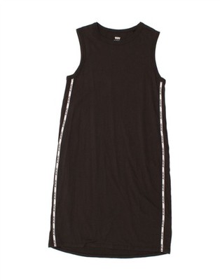 LEVI'S Womens Graphic Sleeveless T-Shirt Dress UK 6 XS Black Cotton BM11