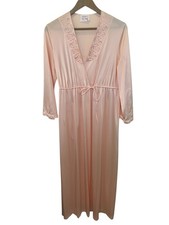Vintage JCPenney Peach Satin Feel Maxi Robe Size Small