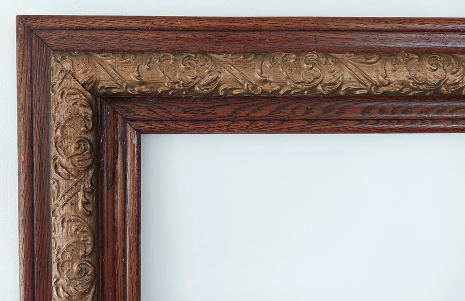 Antique High Quality American Solid Wood Mahogany & Gold Frame Floral 16 x 20 - Image 2 of 4
