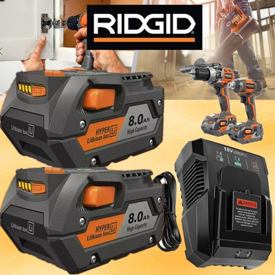 #ad #ad 2PACK For Ridgid 18V R840085 8.0Ah Lithium ion Battery Charger 18Volt R840087 $44.99
