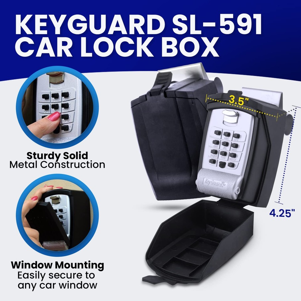 KeyGuard SL-591 Portable Car Lock Box, Black, Combination Lock, Keypad ...