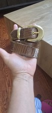 Vintage Elite Fresno CA Belt S Snake Embossed Suede Woven Southwestern Boho...