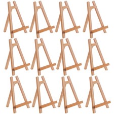 12pk 10.5" Tabletop Display Stand A-Frame Artist Easel, Beechwood Tripod Holder