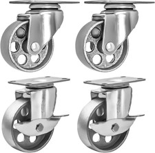 4 All Steel Swivel Plate Caster Wheels W Brake Lock Heavy Duty High-Gauge Steel